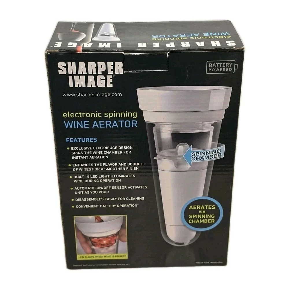🆕 Sharper Image Open Box Electronic Spinning Wine Aerator Barware Gift‎